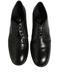 Dolce & Gabbana Black Calfskin Leather Derby Men Dress Shoes