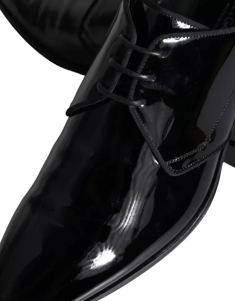 Dolce & Gabbana Black Calfskin Leather Derby Men Dress Shoes - Shoes