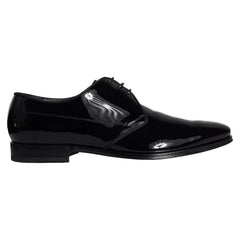 Dolce & Gabbana Black Calfskin Leather Derby Men Dress Shoes - Shoes
