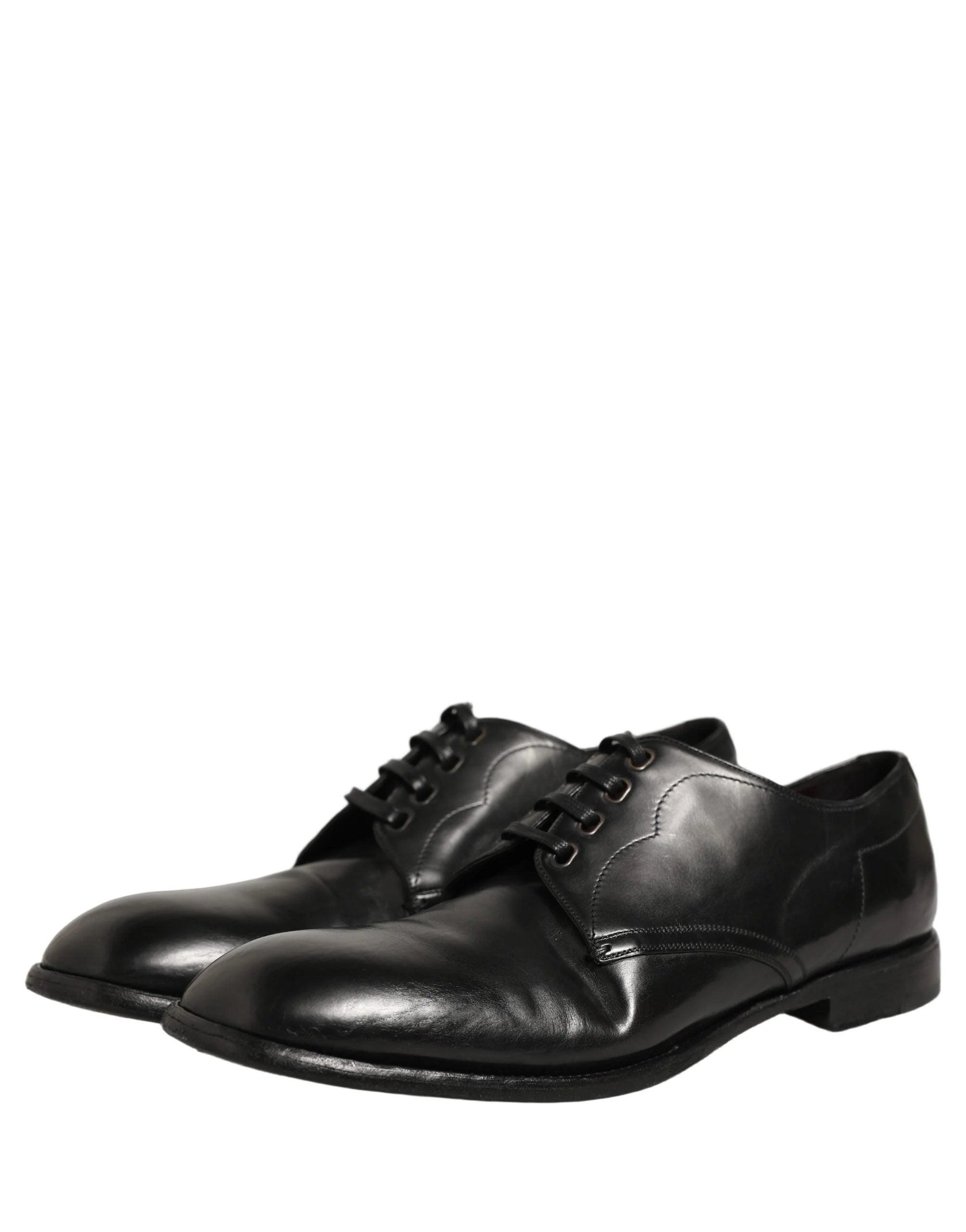 Dolce & Gabbana Black Calfskin Leather Derby Men Dress Shoes
