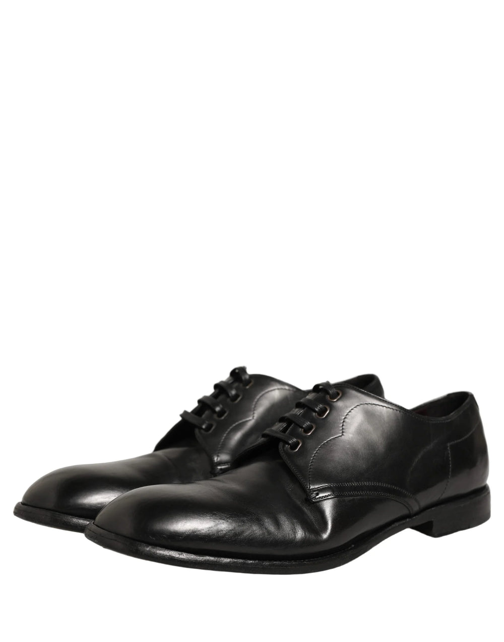Dolce & Gabbana Black Calfskin Leather Derby Men Dress Shoes