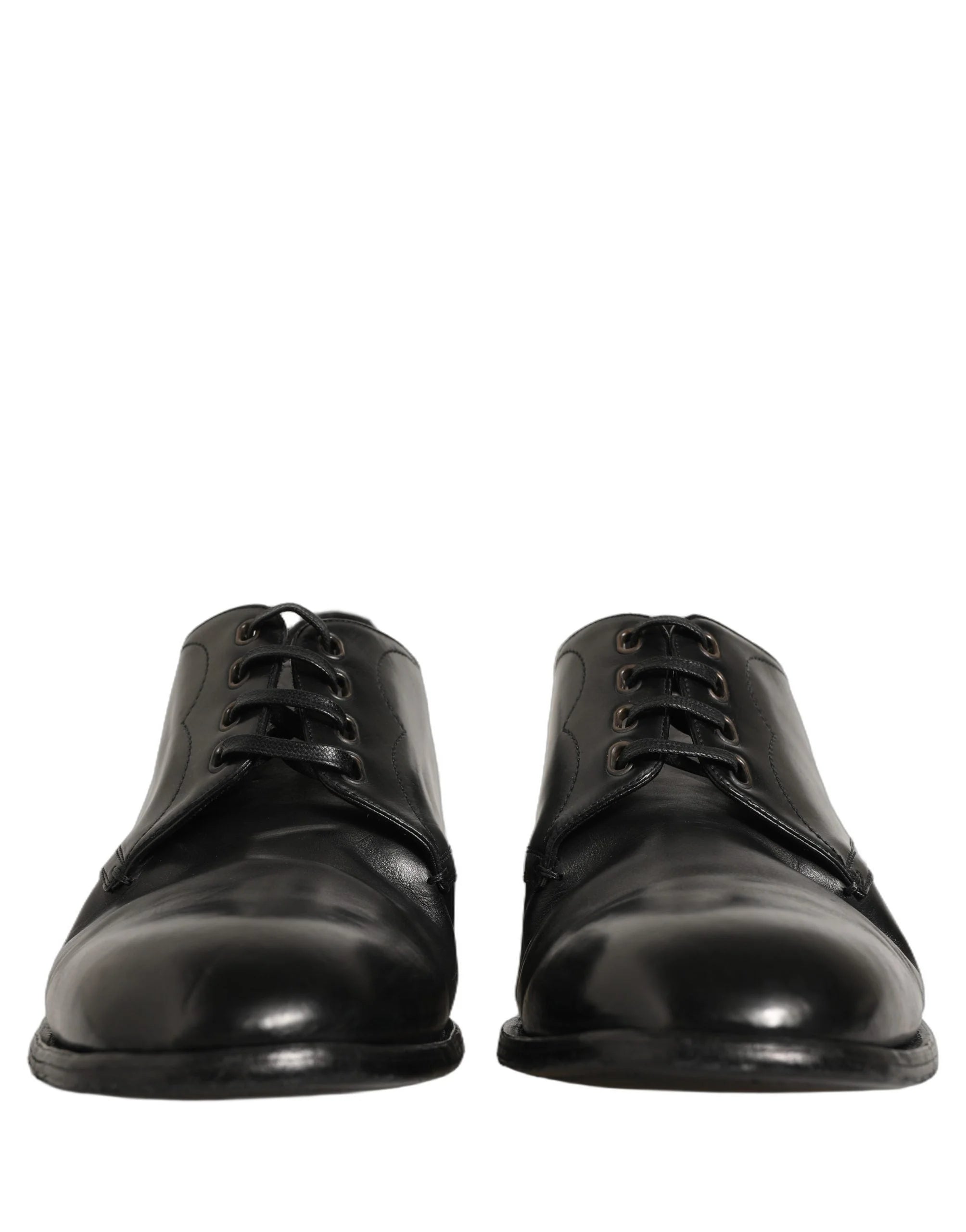 Dolce & Gabbana Black Calfskin Leather Derby Men Dress Shoes