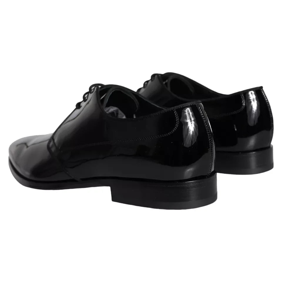 Dolce & Gabbana Black Calfskin Leather Derby Men Dress Shoes - Shoes