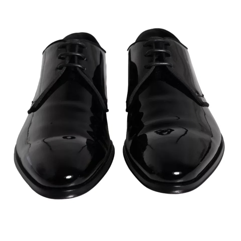 Dolce & Gabbana mustat calfskin-nahkaiset Derby-lestiä olevat miesten pukukengät - EU39/US6