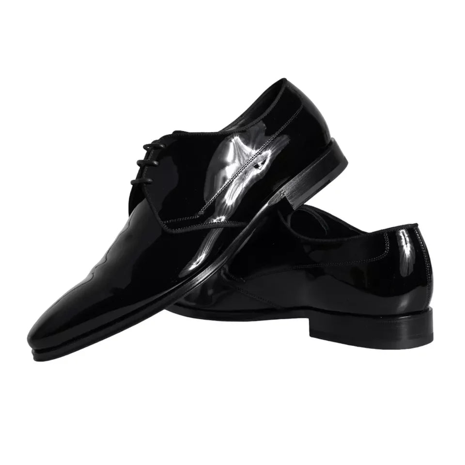 Dolce & Gabbana mustat calfskin-nahkaiset Derby-lestiä olevat miesten pukukengät - EU39/US6