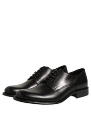 Dolce & Gabbana Black Calfskin Leather Derby Men Dress Shoes - EU42/US9