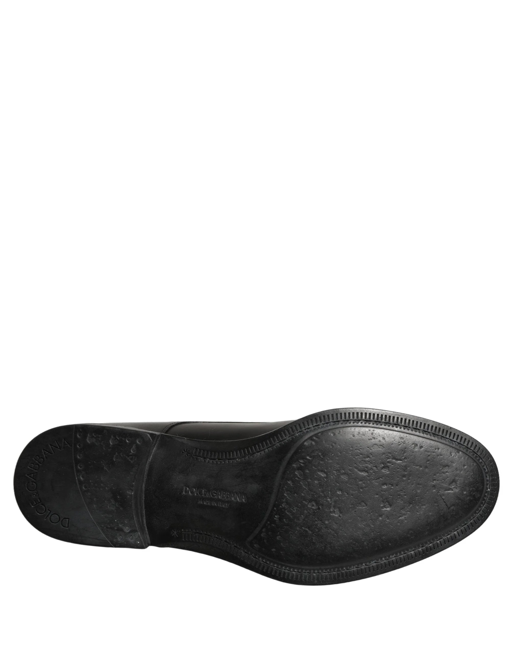 Dolce & Gabbana Black Calfskin Leather Derby Men Dress Shoes - EU42/US9
