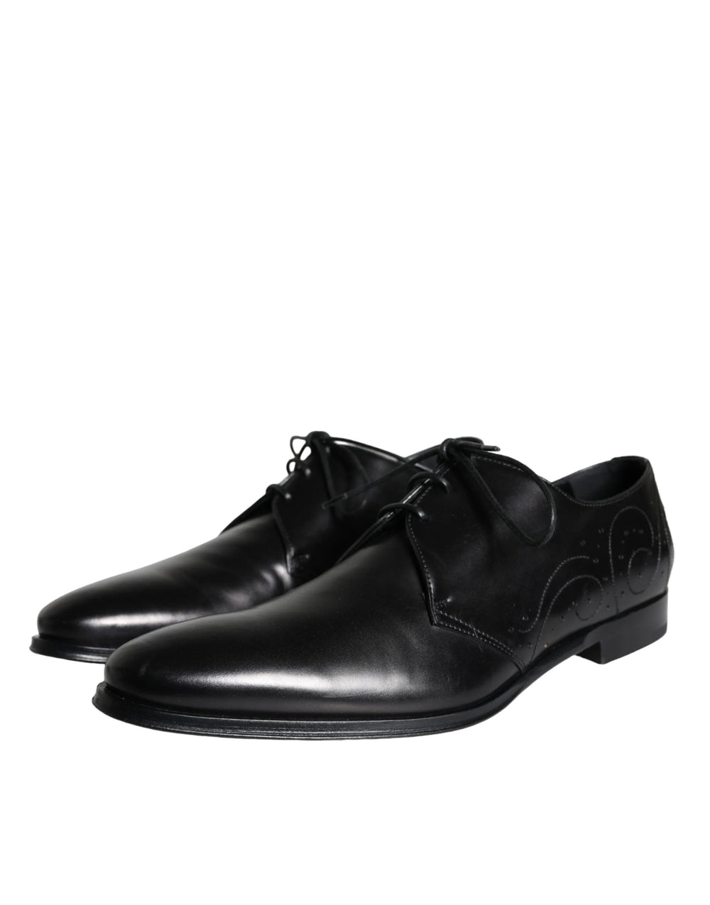 Dolce & Gabbana Black Calfskin Leather Derby Men Dress Shoes - EU43/US10 - Shoes