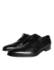 Dolce & Gabbana Black Calfskin Leather Derby Men Dress Shoes - EU43/US10 - Shoes