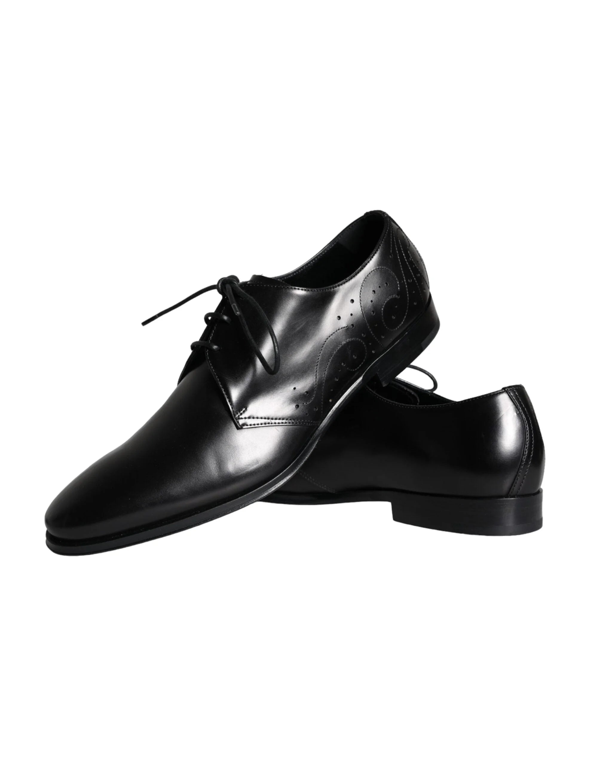 Dolce & Gabbana Black Calfskin Leather Derby Men Dress Shoes - EU43/US10 - Shoes