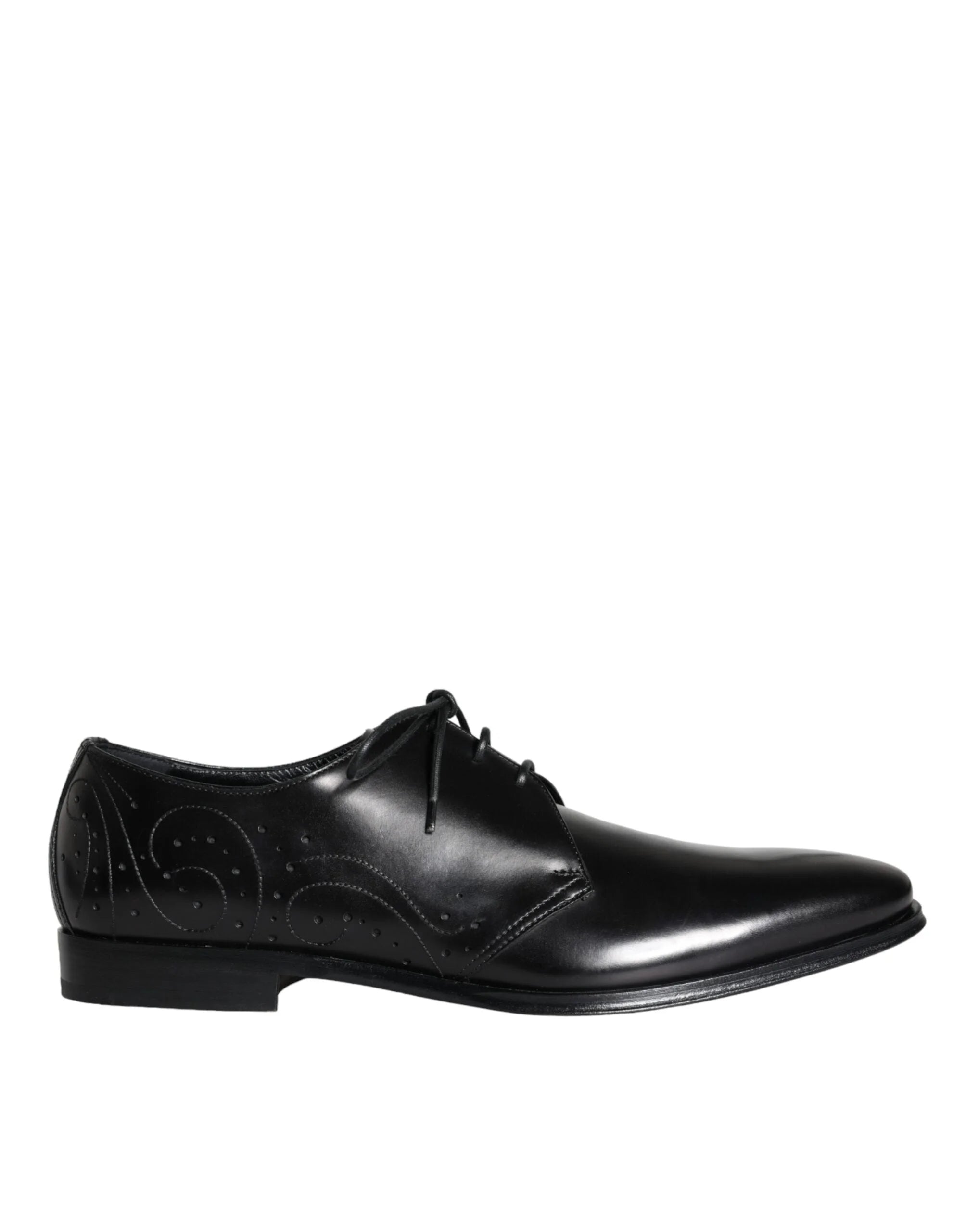 Dolce & Gabbana Black Calfskin Leather Derby Men Dress Shoes - EU43/US10 - Shoes