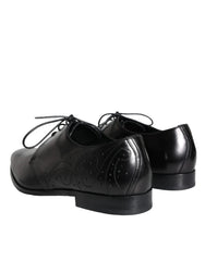 Dolce & Gabbana Black Calfskin Leather Derby Men Dress Shoes - EU43/US10 - Shoes