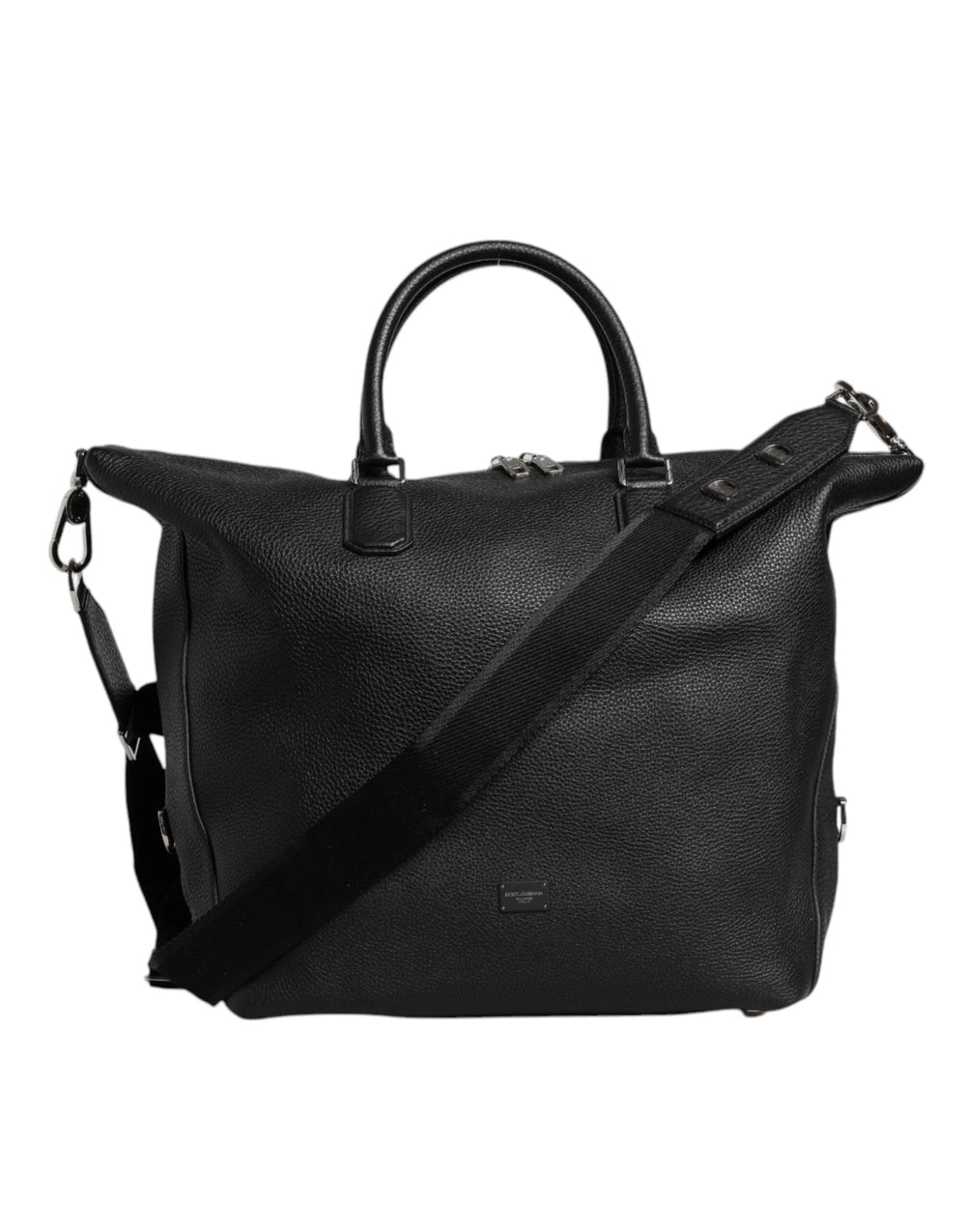 Dolce & Gabbana Black Calfskin Leather Hand Shoulder Duffle Bag - Duffel Bags