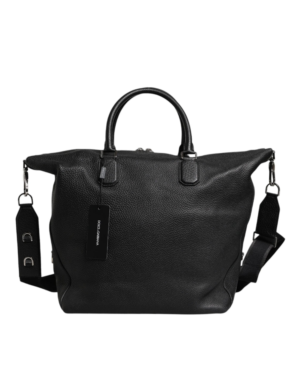 Dolce & Gabbana Black Calfskin Leather Hand Shoulder Duffle Bag - Duffel Bags