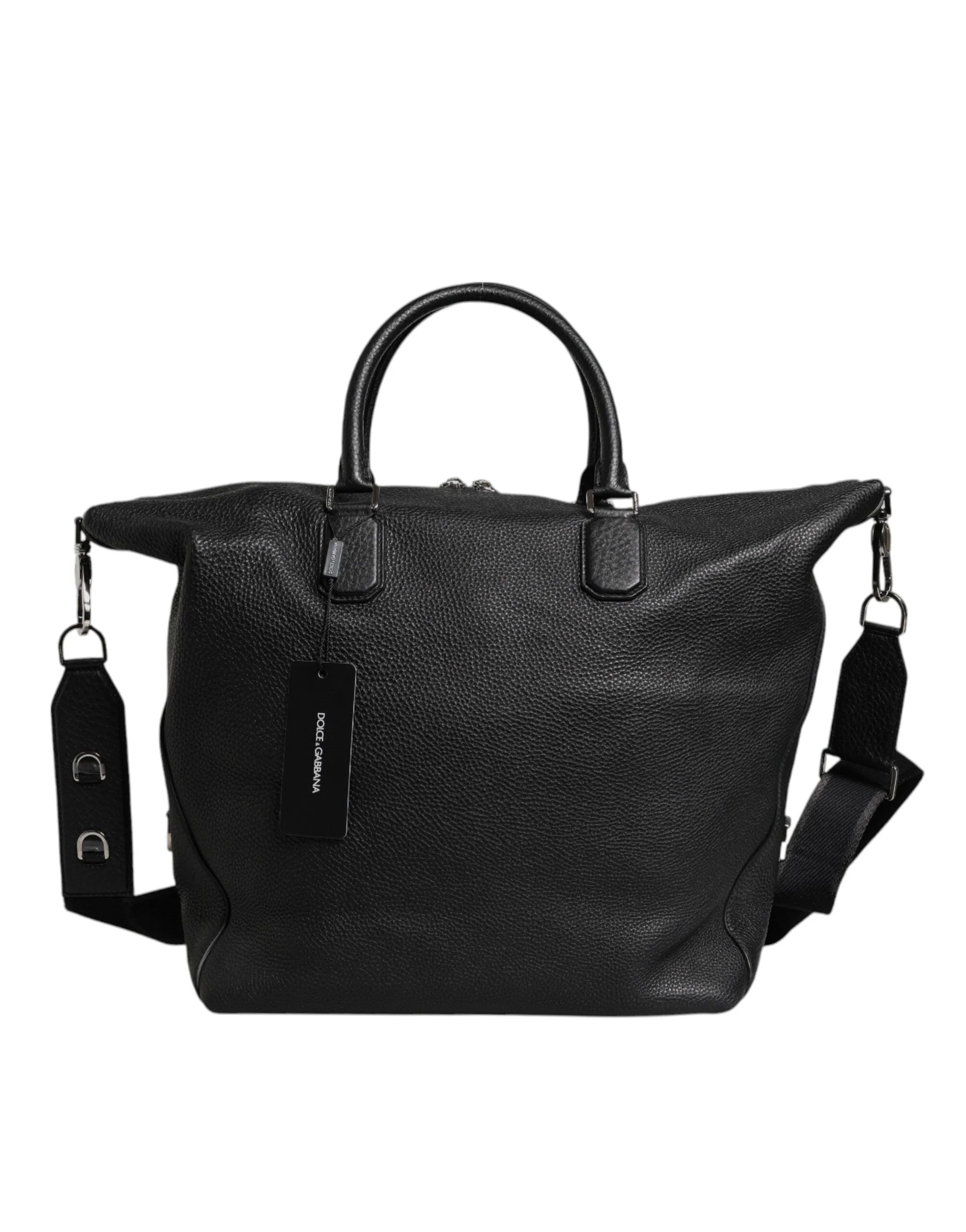 Dolce & Gabbana Black Calfskin Leather Hand Shoulder Duffle Bag - Duffel Bags