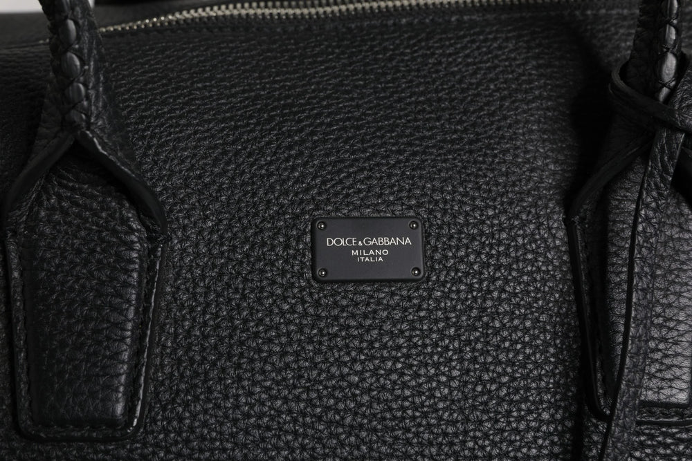 Dolce & Gabbana Black Calfskin Leather Hand Shoulder Duffle Bag - Duffel Bags