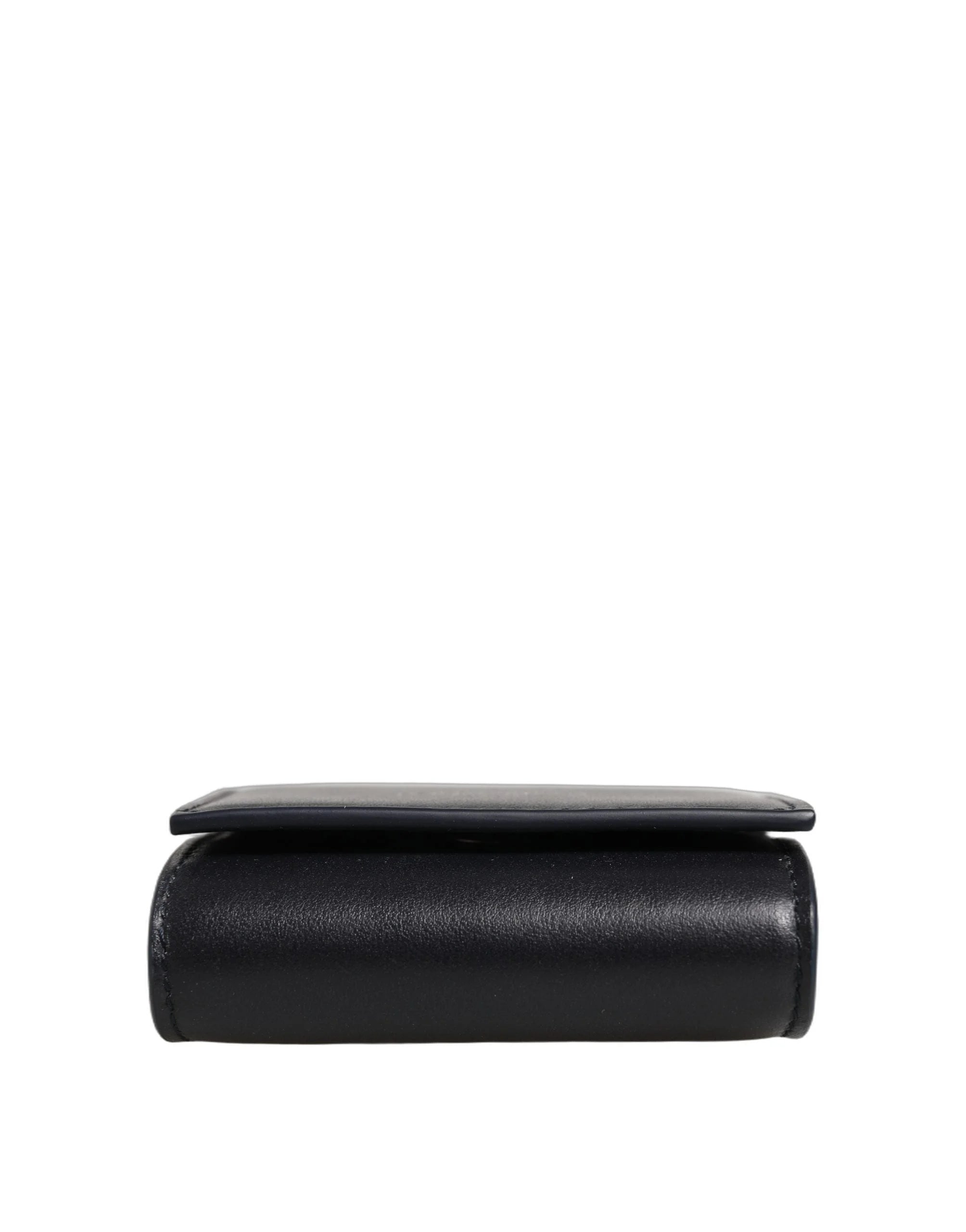 Dolce & Gabbana Black Calfskin Leather Logo Print Bifold CoinPurse Wallet