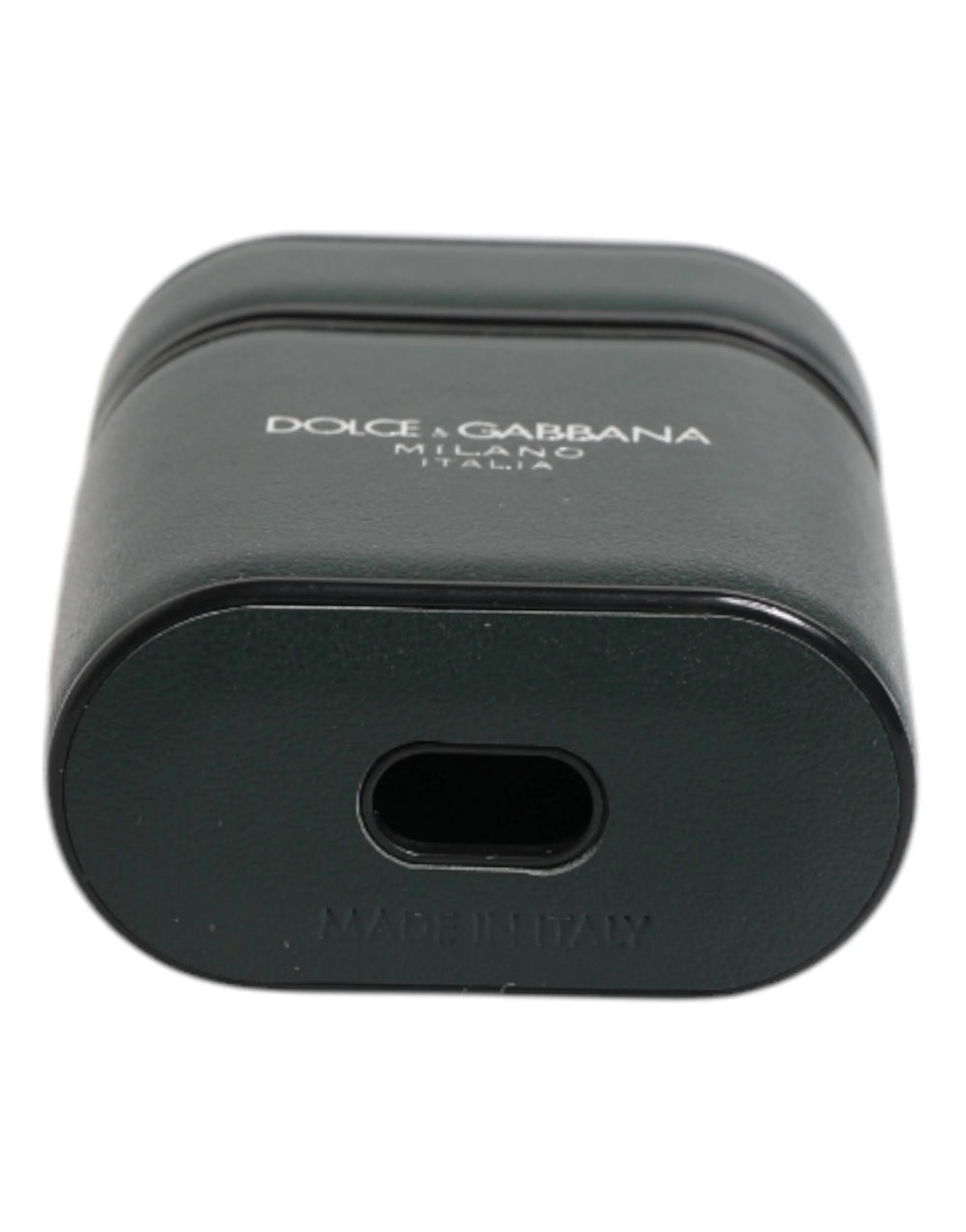 Dolce & Gabbana Black Calfskin Leather Logo Print Flip Holder Airpods Case - Headphone Carrying Cases