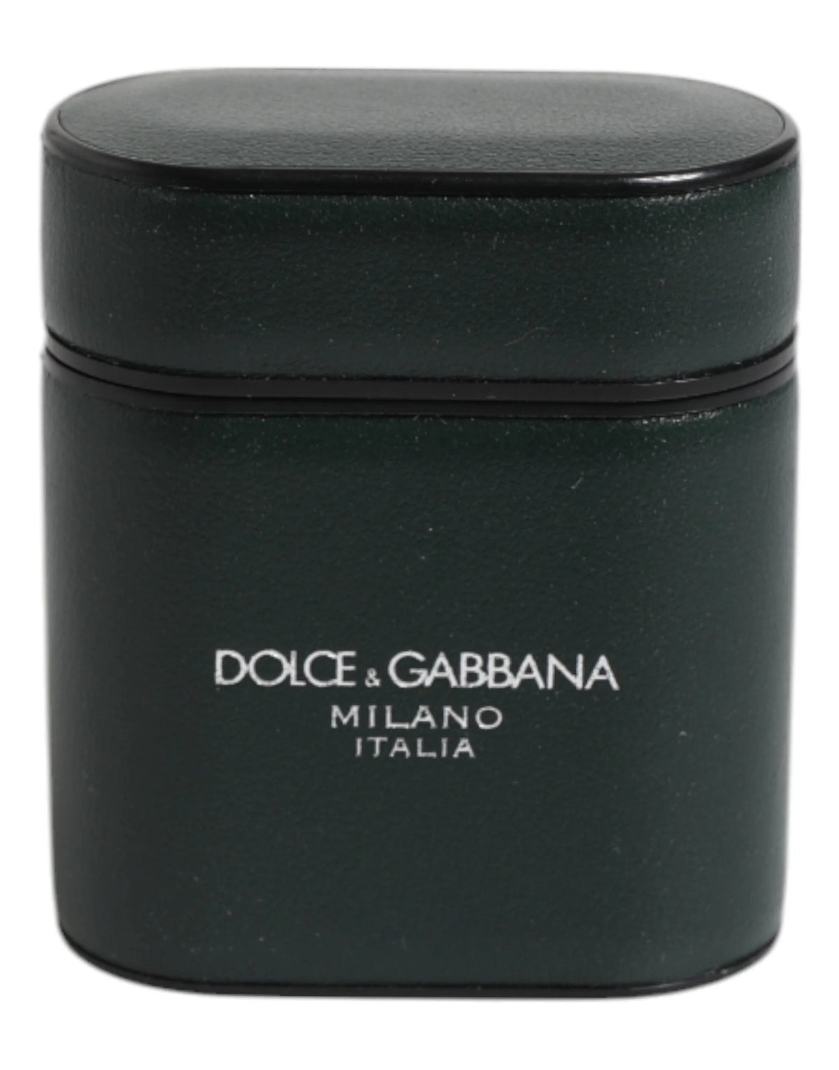 Dolce & Gabbana Black Calfskin Leather Logo Print Flip Holder Airpods Case - Headphone Carrying Cases