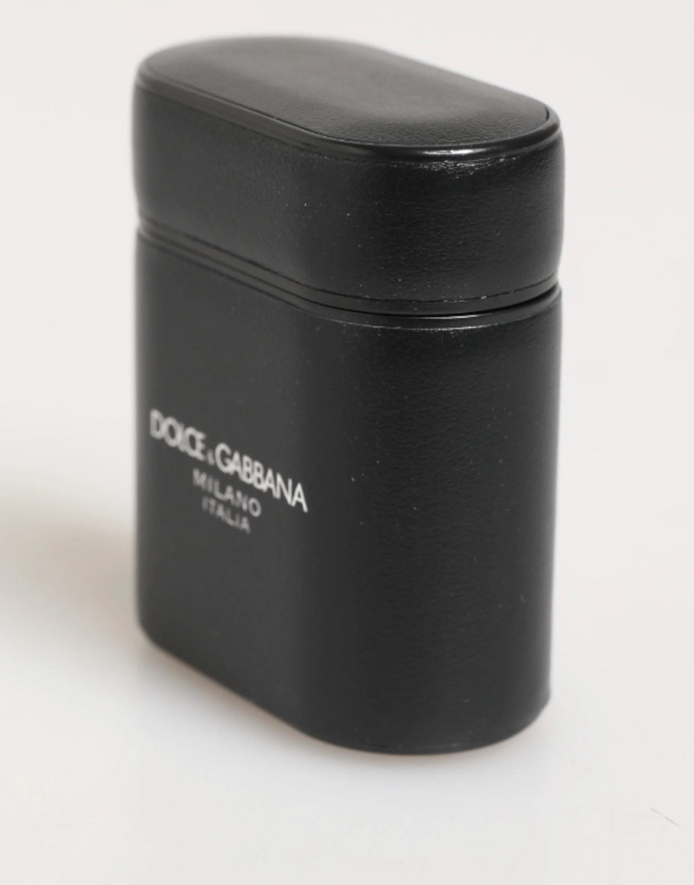 Dolce & Gabbana Black Calfskin Leather Logo Print Flip Holder Airpods Case - Headphone Carrying Cases
