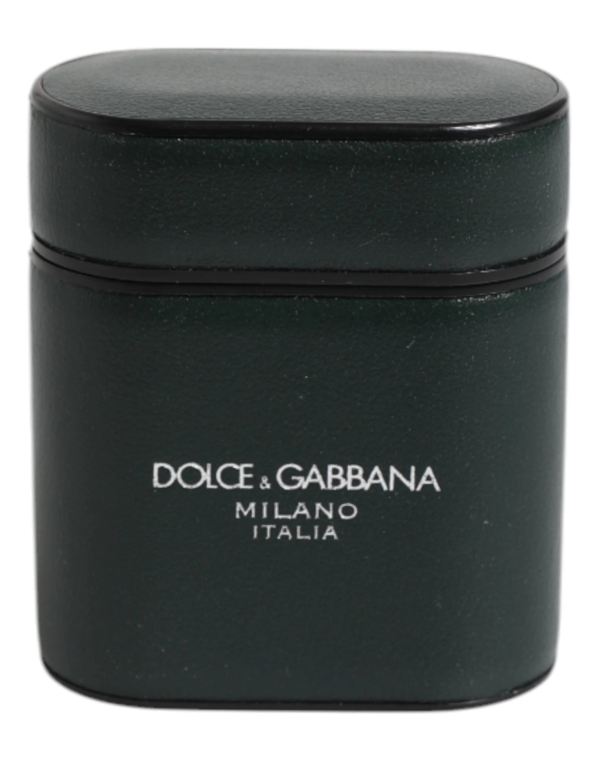 Dolce & Gabbana Black Calfskin Leather Logo Print Flip Holder Airpods Case - Headphone Carrying Cases