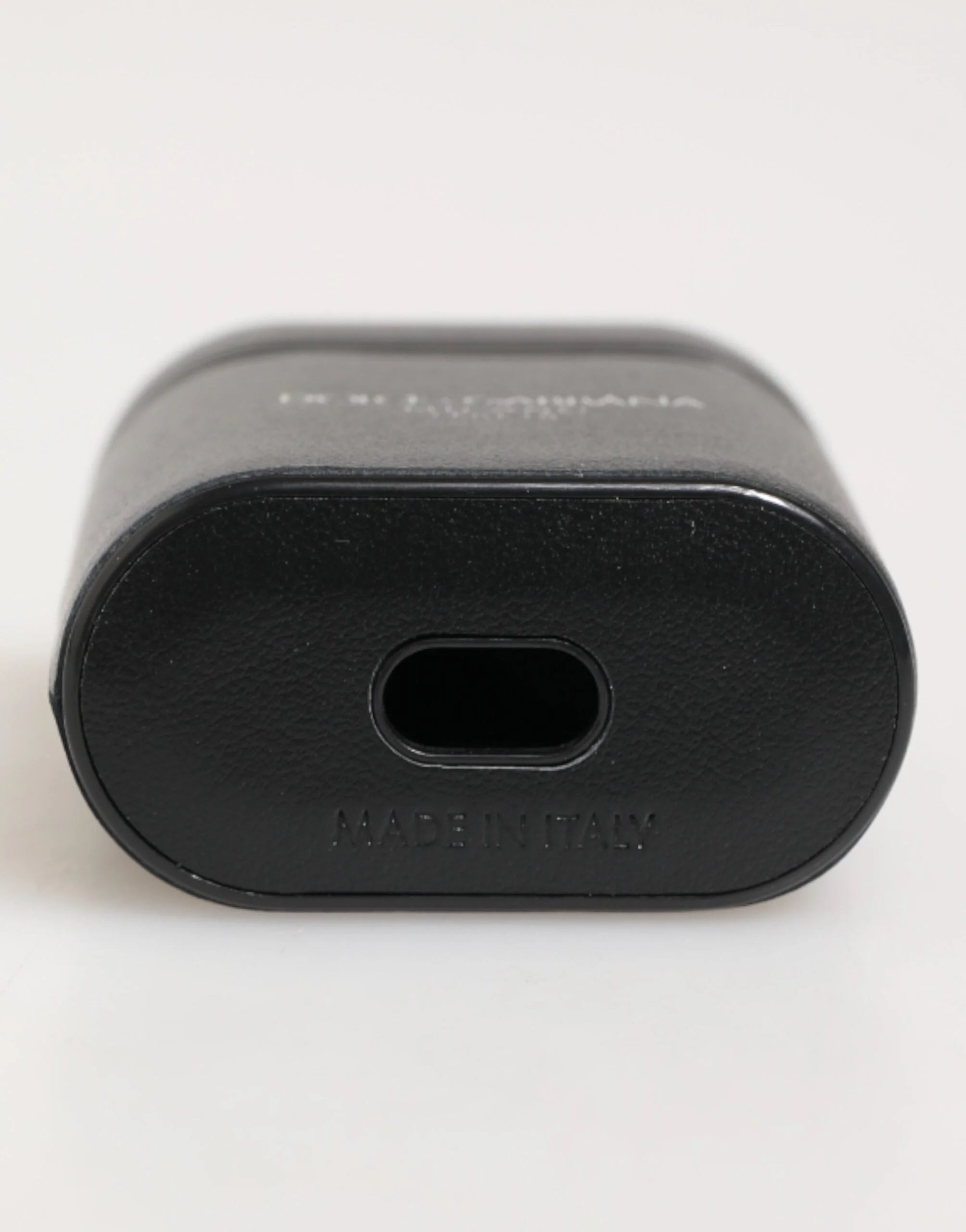 Dolce & Gabbana Black Calfskin Leather Logo Print Flip Holder Airpods Case - Headphone Carrying Cases