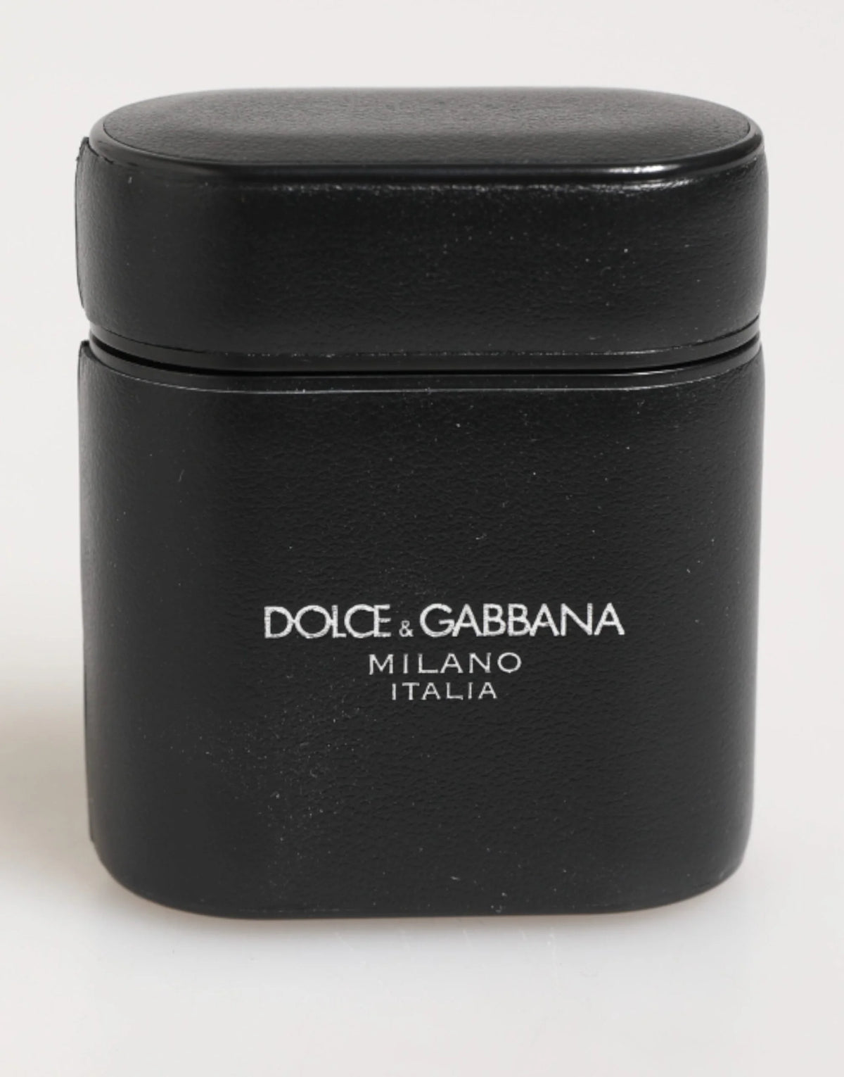 Dolce & Gabbana Black Calfskin Leather Logo Print Flip Holder Airpods Case - Headphone Carrying Cases