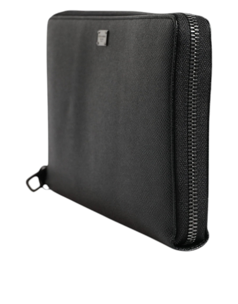 Dolce & Gabbana Black Calfskin Leather Logo Zip Around Continental Wallet - Wallets