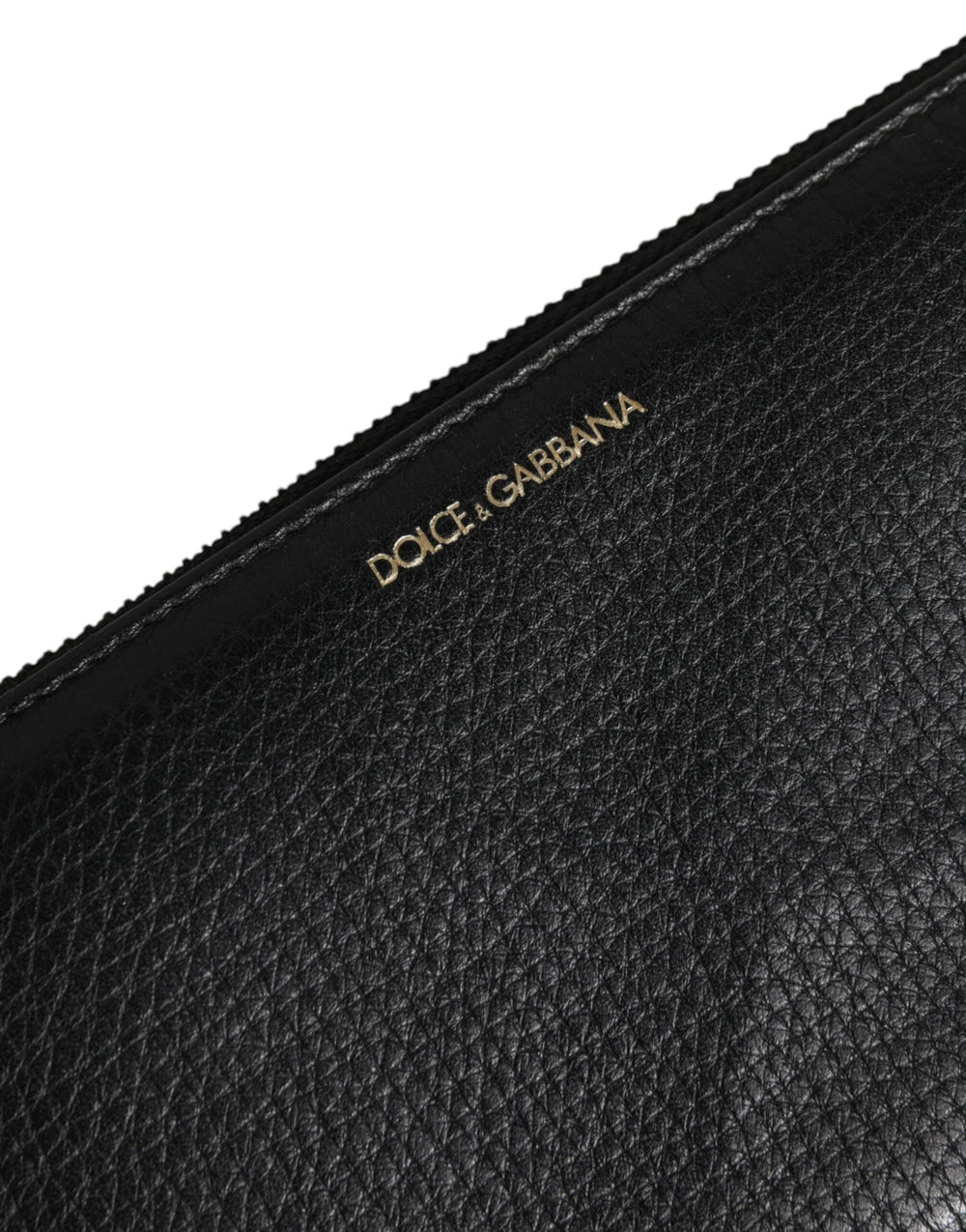 Dolce & Gabbana Black Calfskin Leather Logo Zip Around Continental Wallet - Wallets