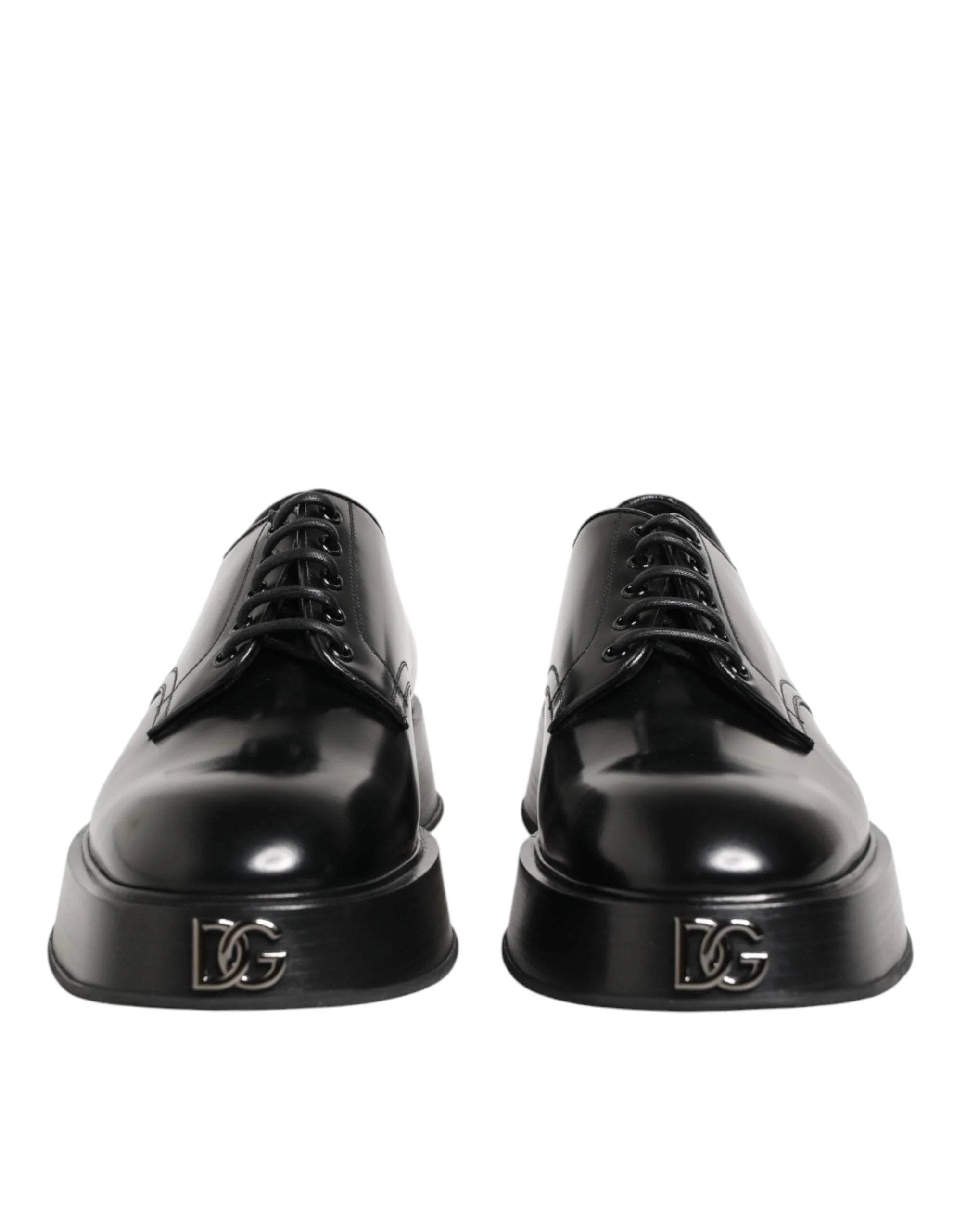 Dolce & Gabbana Black Calfskin Leather Men Derby Dress Shoes - EU42/US9 - Shoes