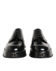 Dolce & Gabbana Black Calfskin Leather Men Derby Dress Shoes - EU42/US9 - Shoes