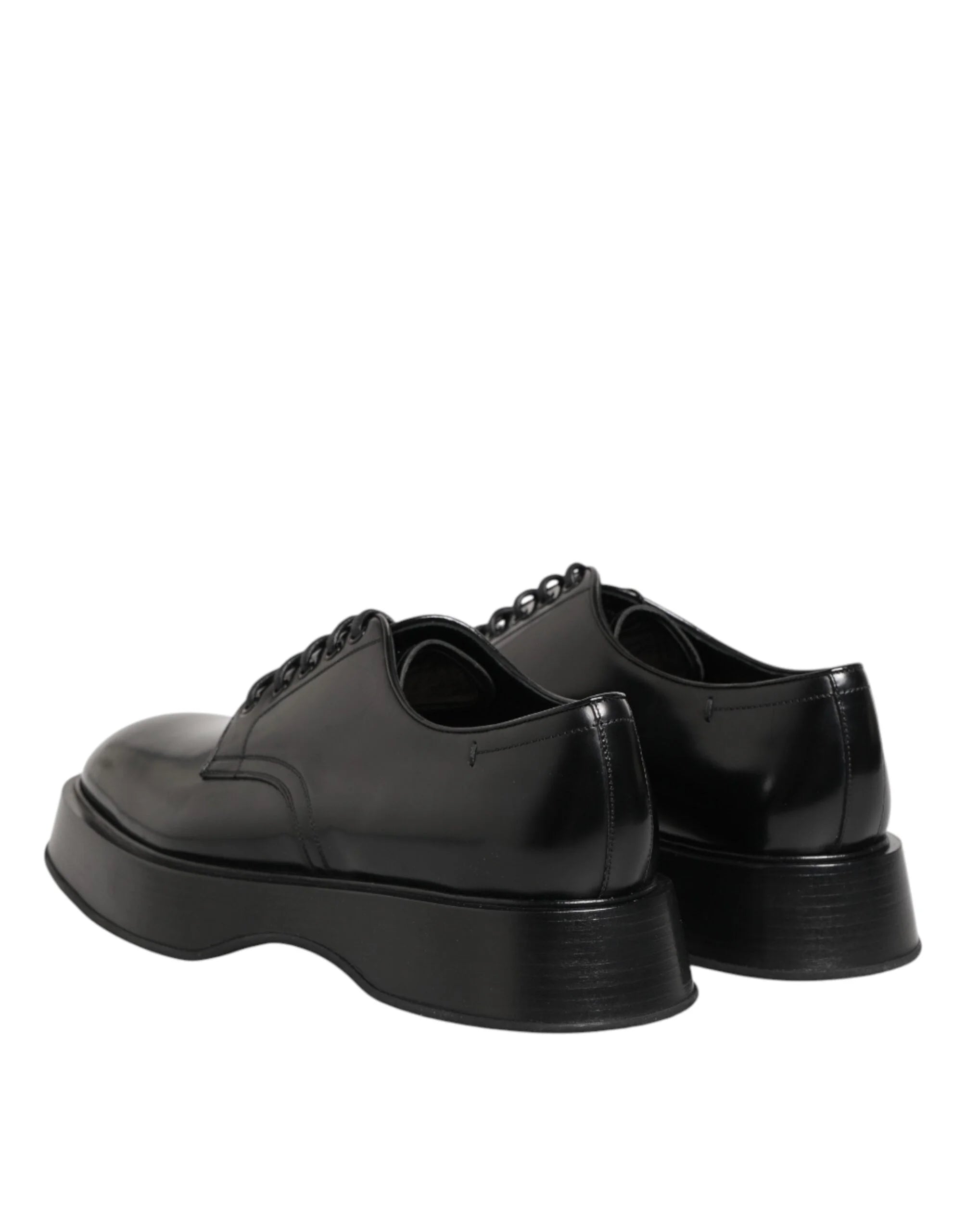 Dolce & Gabbana Black Calfskin Leather Men Derby Dress Shoes - EU42/US9 - Shoes