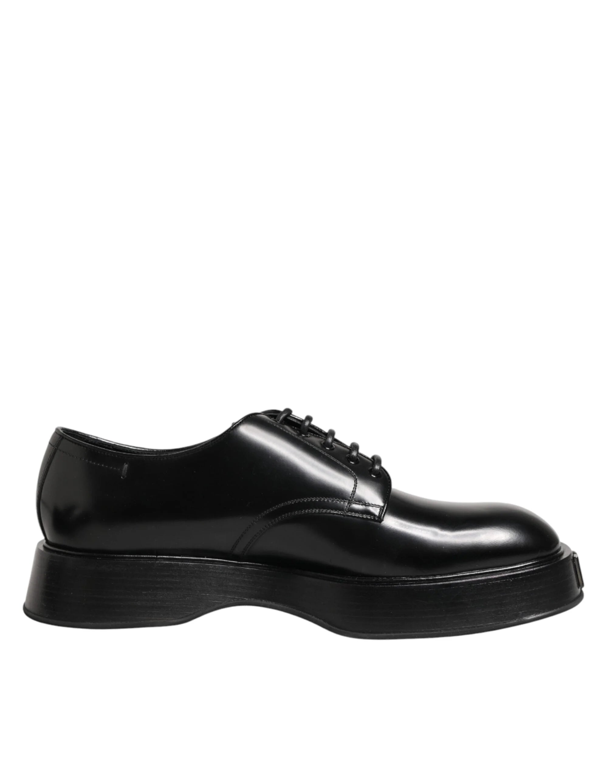 Dolce & Gabbana Black Calfskin Leather Men Derby Dress Shoes - EU42/US9 - Shoes