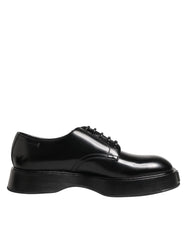 Dolce & Gabbana Black Calfskin Leather Men Derby Dress Shoes - EU42/US9 - Shoes