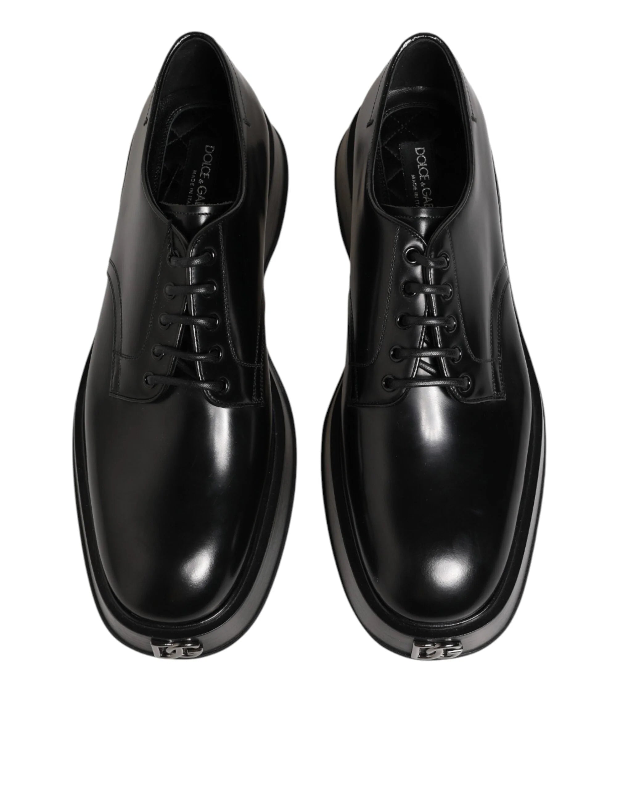 Dolce & Gabbana Black Calfskin Leather Men Derby Dress Shoes - EU42/US9 - Shoes