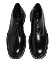 Dolce & Gabbana Black Calfskin Leather Men Derby Dress Shoes - EU42/US9 - Shoes