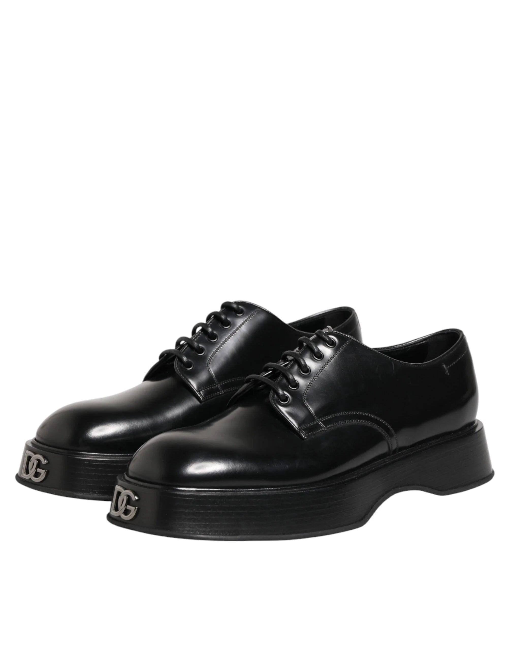 Dolce & Gabbana Black Calfskin Leather Men Derby Dress Shoes - EU42/US9 - Shoes