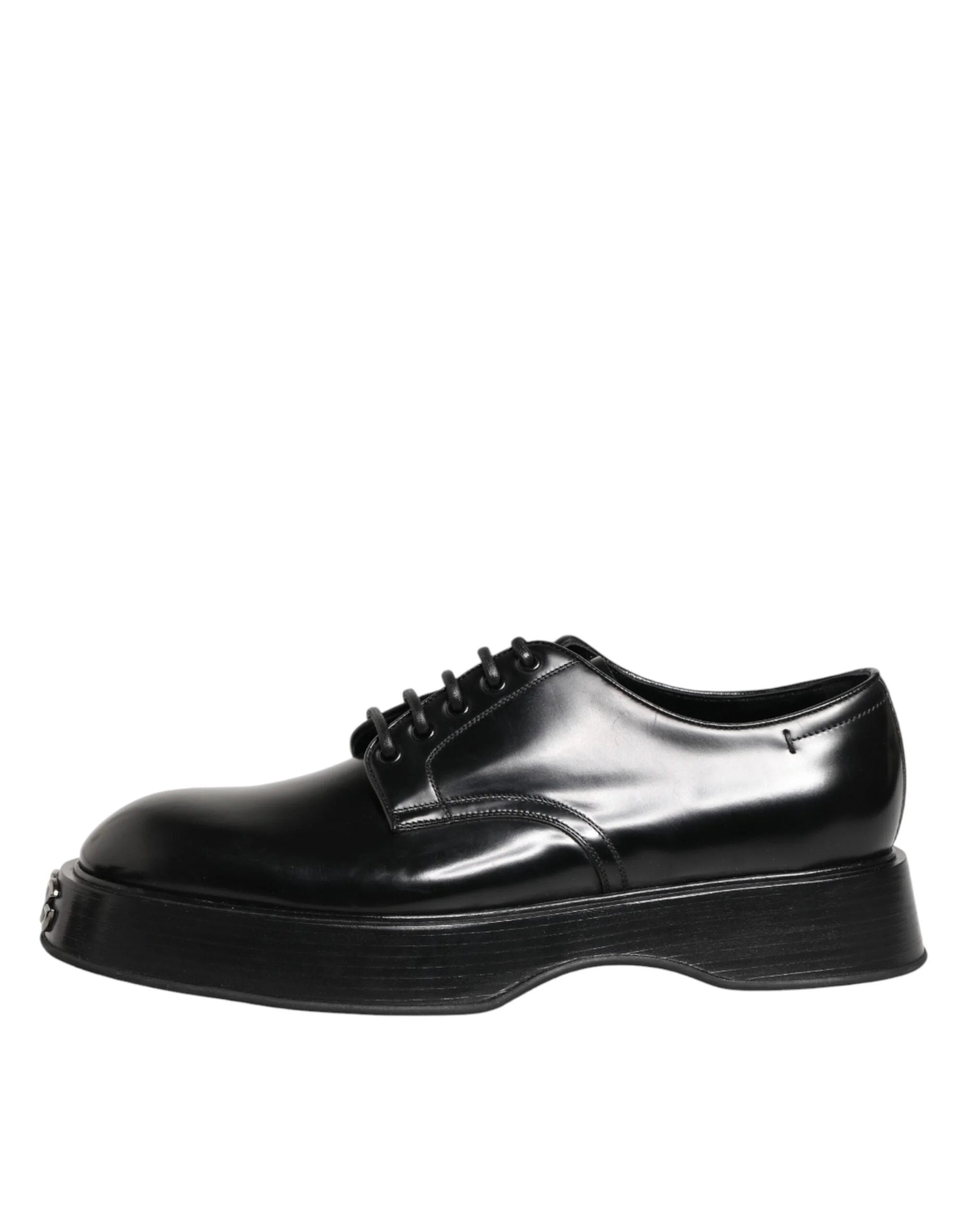 Dolce & Gabbana Black Calfskin Leather Men Derby Dress Shoes - EU42/US9 - Shoes