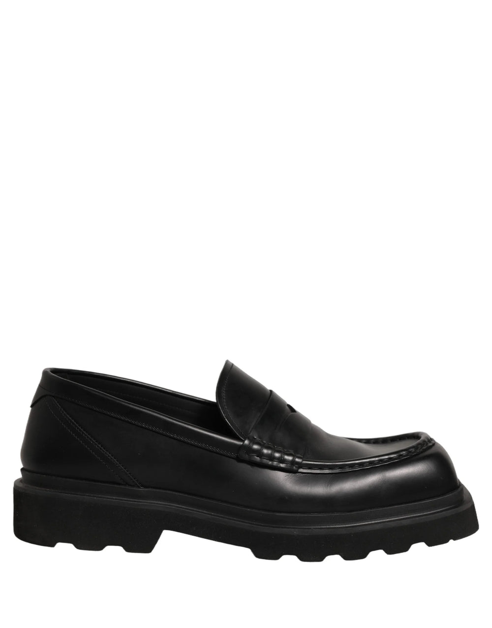 Dolce & Gabbana Black Calfskin Leather Men Dress Loafer Shoes - EU45/US12