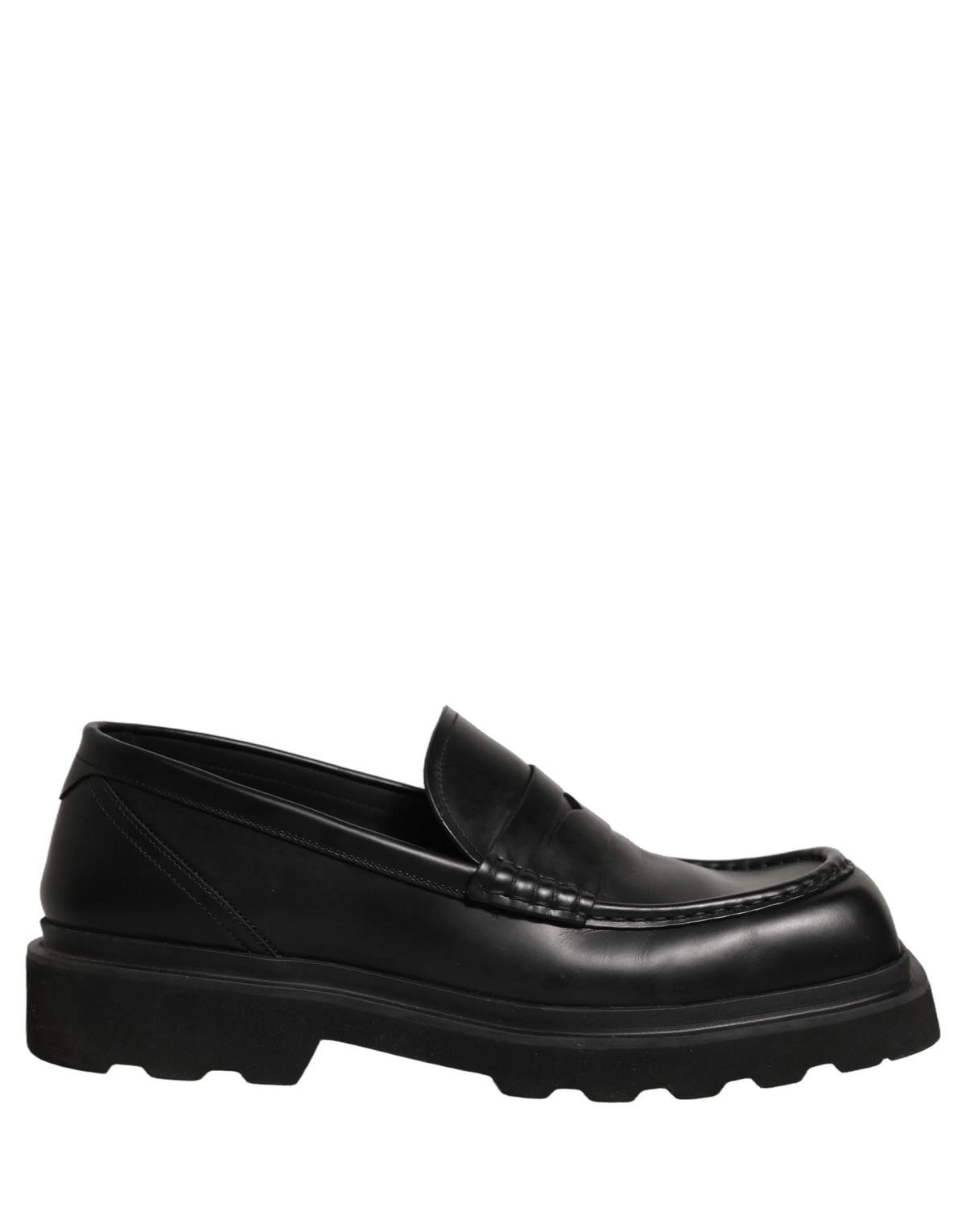 Dolce & Gabbana Black Calfskin Leather Men Dress Loafer Shoes - EU45/US12