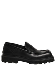 Dolce & Gabbana Black Calfskin Leather Men Dress Loafer Shoes - EU45/US12