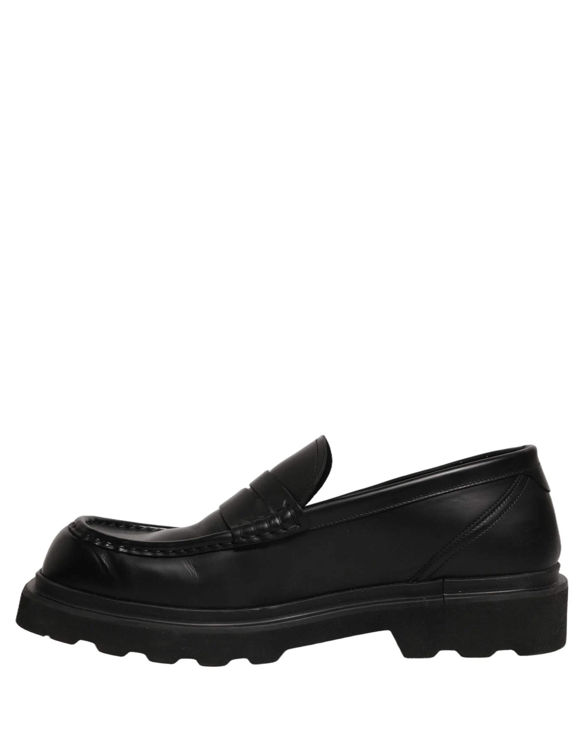 Dolce & Gabbana Black Calfskin Leather Men Dress Loafer Shoes - EU45/US12