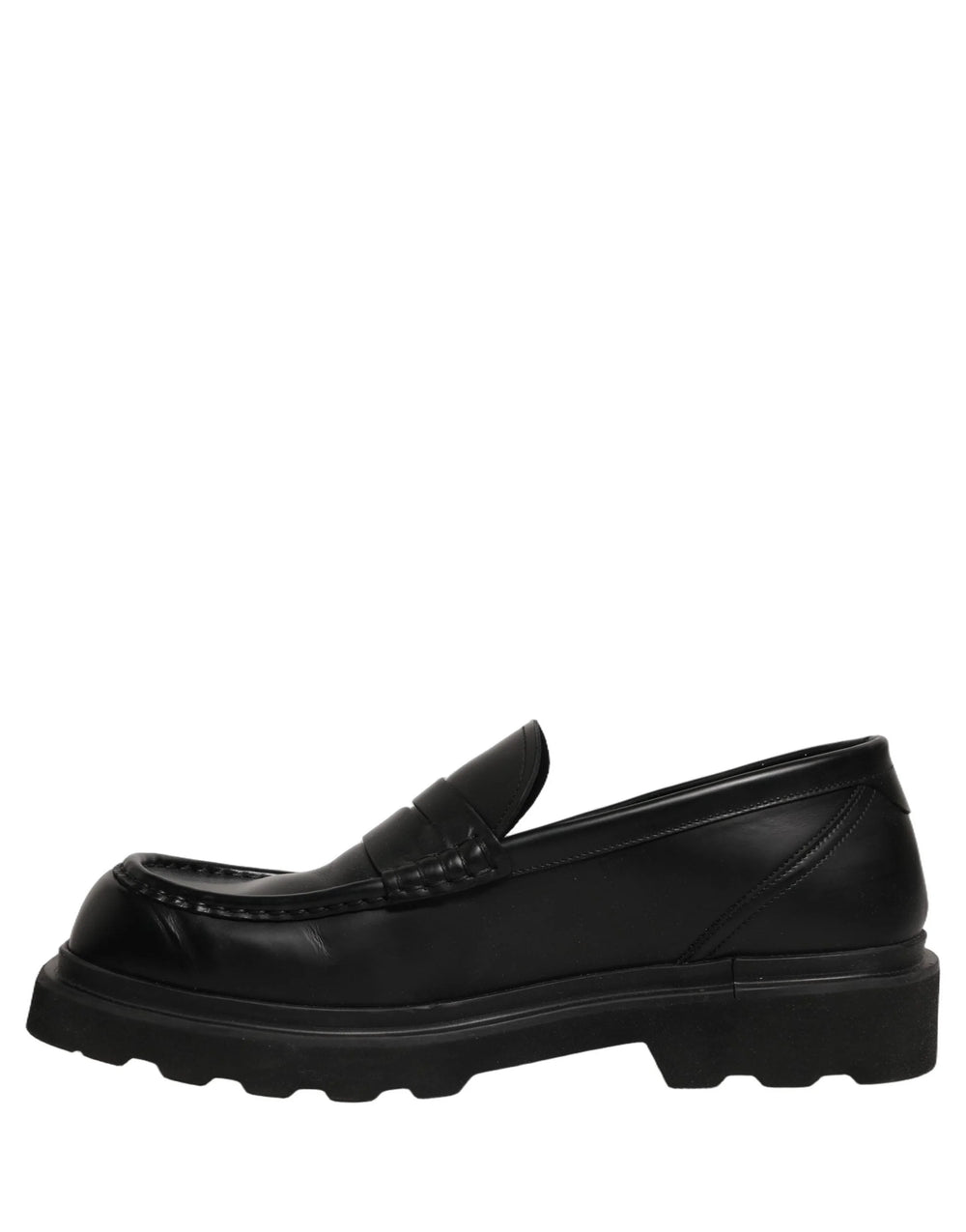 Dolce & Gabbana Black Calfskin Leather Men Dress Loafer Shoes - EU45/US12