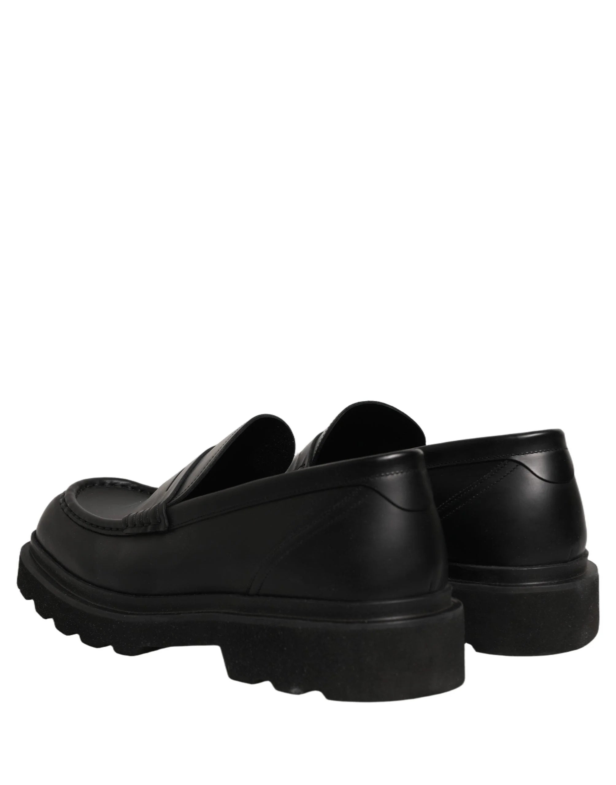 Dolce & Gabbana Black Calfskin Leather Men Dress Loafer Shoes - EU45/US12
