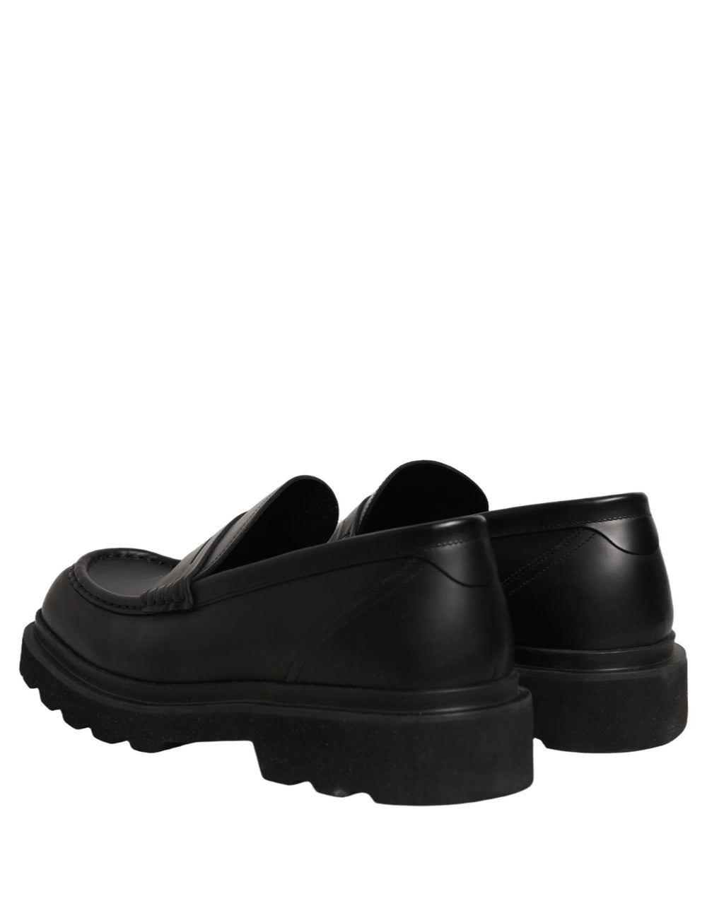 Dolce & Gabbana Black Calfskin Leather Men Dress Loafer Shoes - EU45/US12