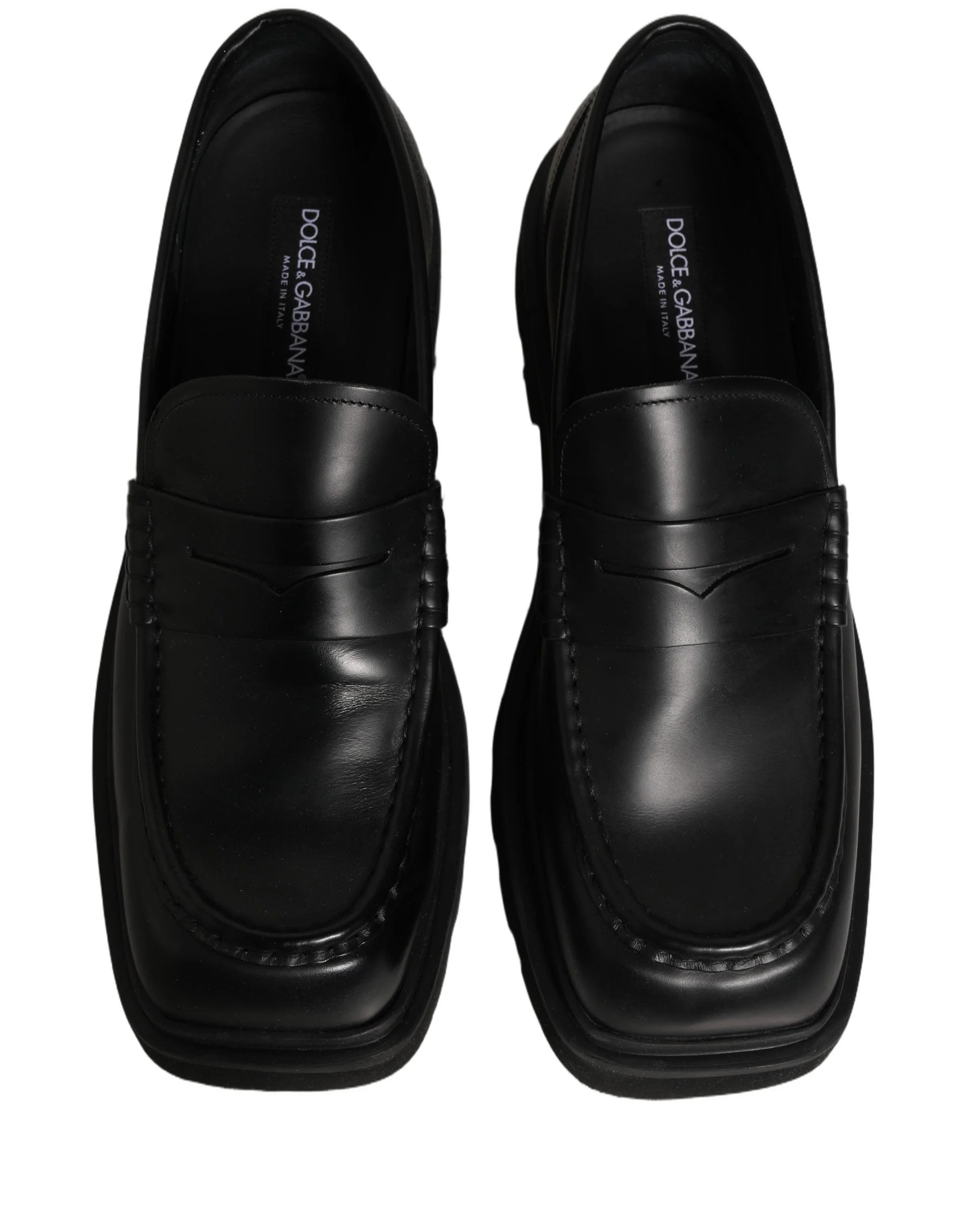 Dolce & Gabbana Black Calfskin Leather Men Dress Loafer Shoes - EU45/US12