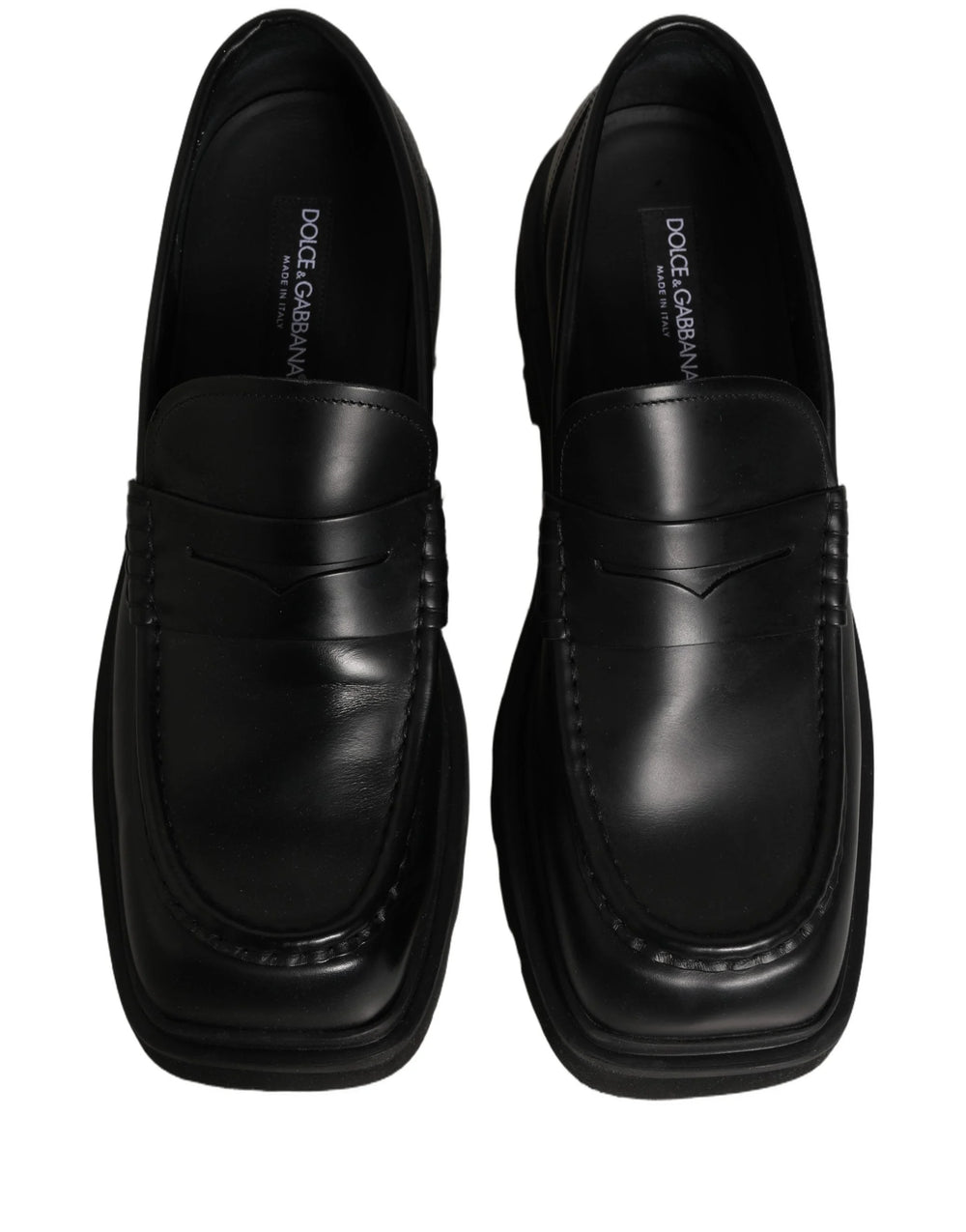 Dolce & Gabbana Black Calfskin Leather Men Dress Loafer Shoes - EU45/US12