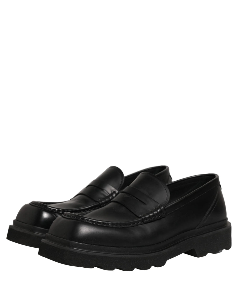 Dolce & Gabbana Black Calfskin Leather Men Dress Loafer Shoes - EU45/US12
