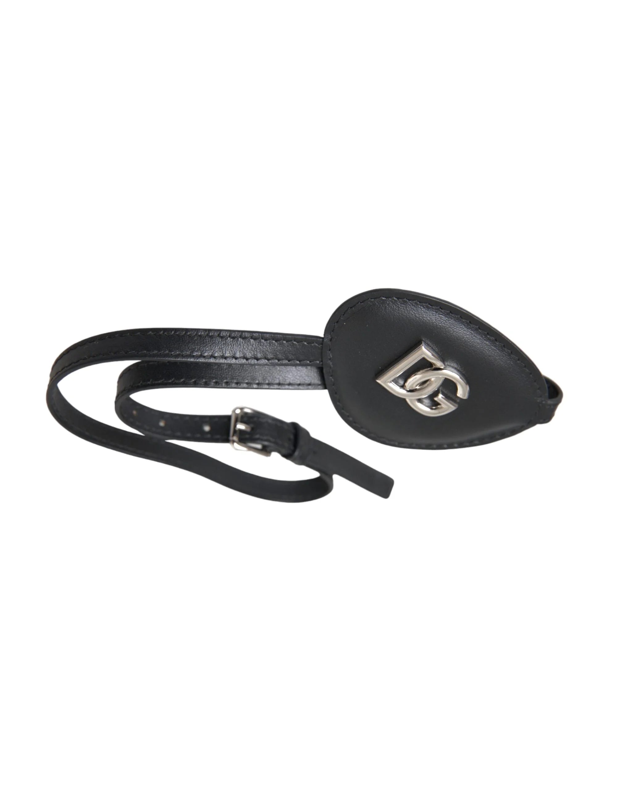 Dolce & Gabbana Black Calfskin Leather Metal DG Logo Eye Patch - Fashion Face Masks