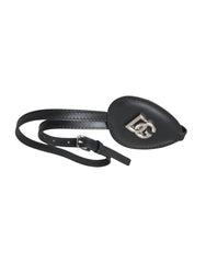 Dolce & Gabbana Black Calfskin Leather Metal DG Logo Eye Patch - Fashion Face Masks